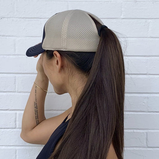 Make Ready Range Wear Fitted Ponytail Cap in Navy/Stone