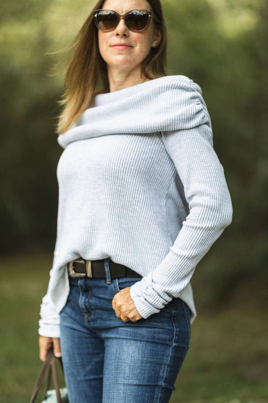 Make Ready Range Wear Ruched Boatneck Sweater for women's concealed carry