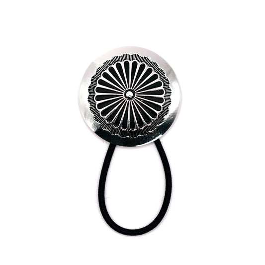 Make Ready Range Wear - This cute concho ponytail holder is silver and 1.5" diameter