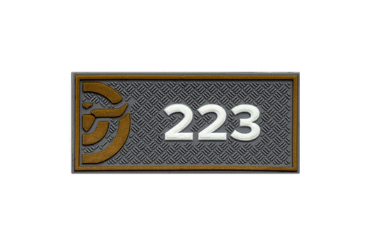 Make Ready Range Wear 223 Caliber Patch - Gray & Gold