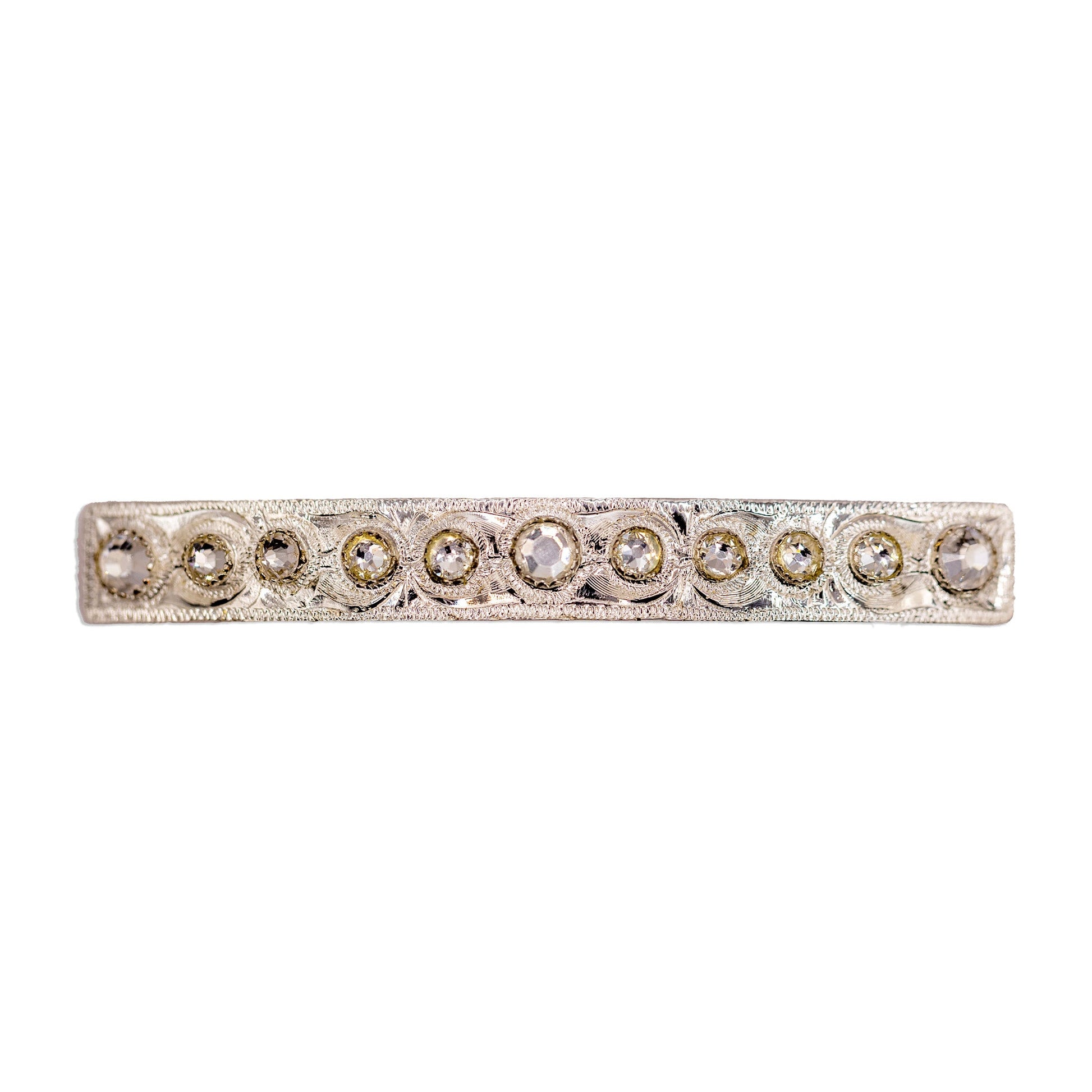 Make Ready Range Wear Skinny Silver Barrette with Crystals